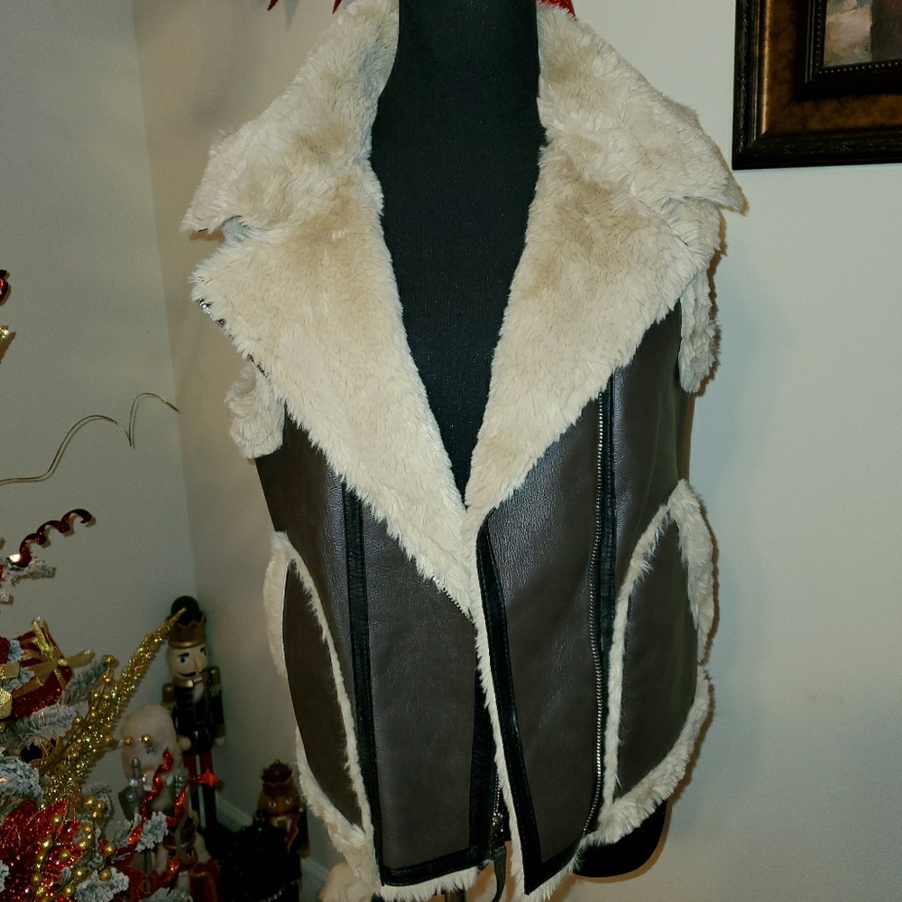 Faux leather vest